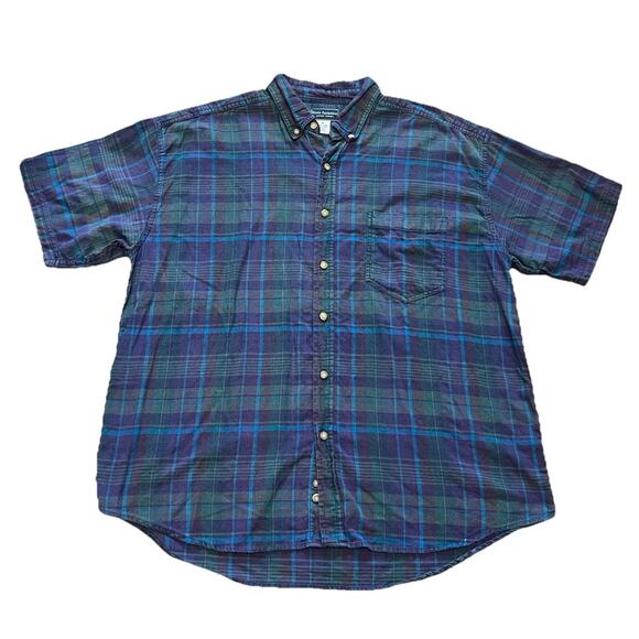 Vintage Basic Equipment Mens XL Button Down Short Sleeve Shirt Plaid Skater 90s - Picture 1 of 3